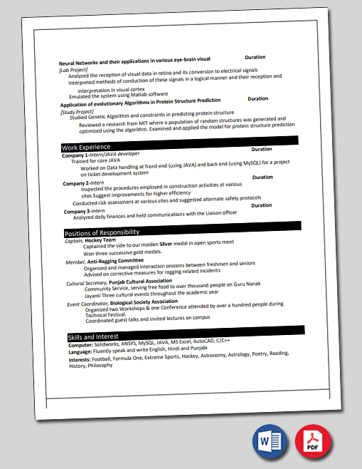 Aerospace Engineering Resume Template 1